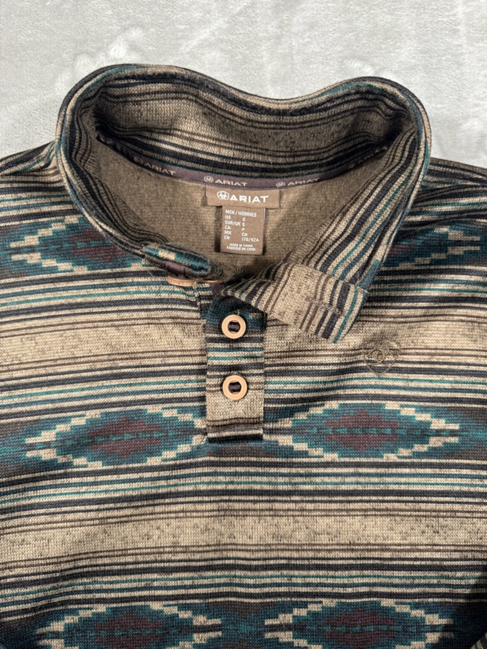 Ariat Wesley Brindlewood Serape Aztec Sweater Mens Small Fleece